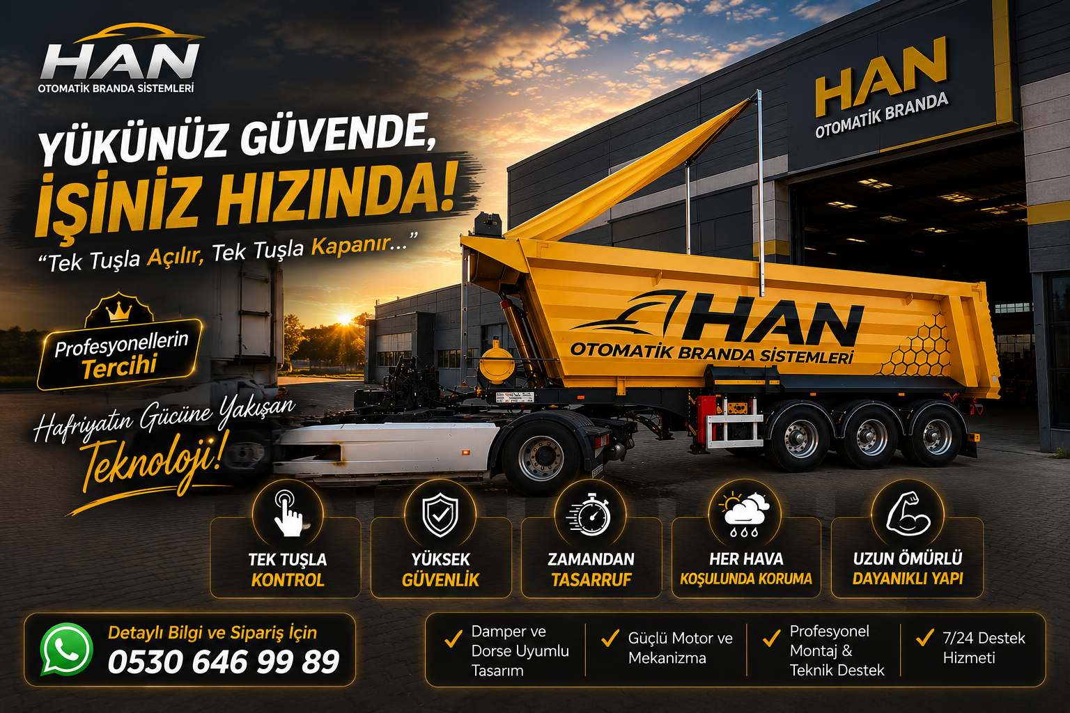 Han Otomatik Branda tamamlanan kamyon branda uygulaması